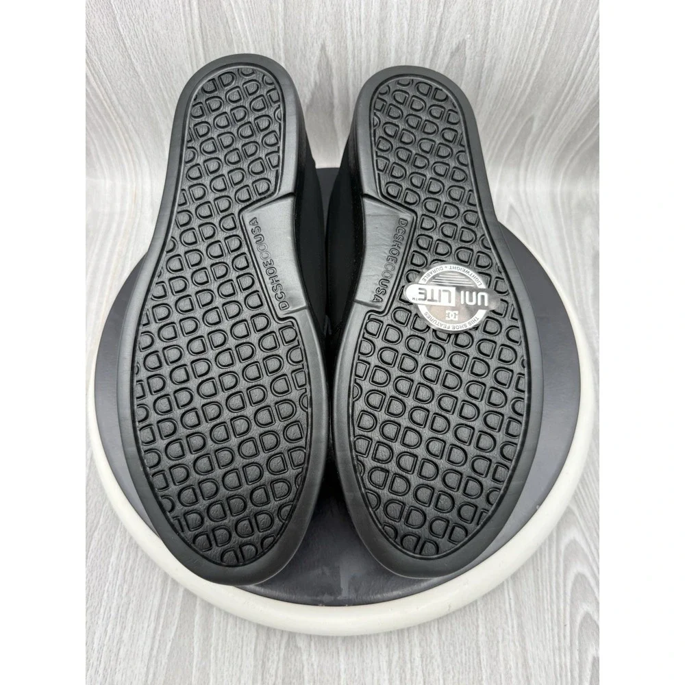 DC Villain 2 Slip On Mens Size 8 Black Leather Casual Skate Shoes Loafers NEW